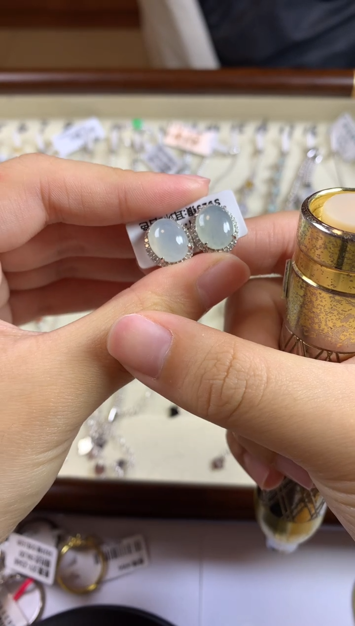 银S925镶嵌戒指翡翠耳饰2