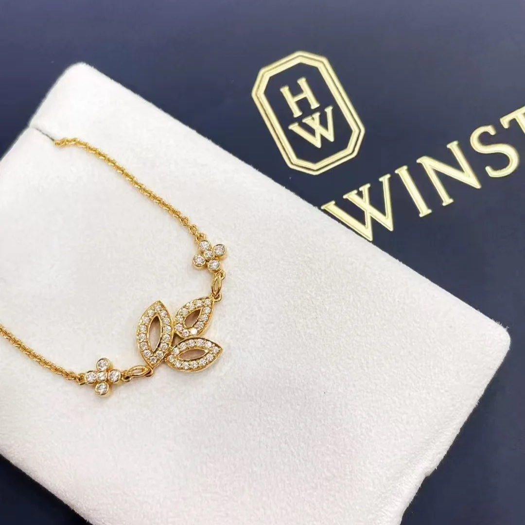 99新 Harry Winston/海瑞温斯顿 小花6欢 lily 满钻 手链 18K黄金