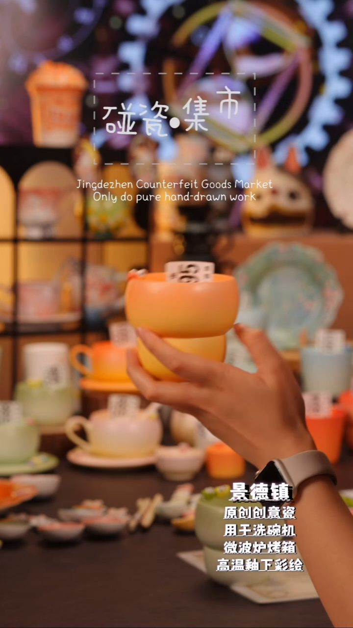 杯子595手工手绘高温釉下彩陶瓷