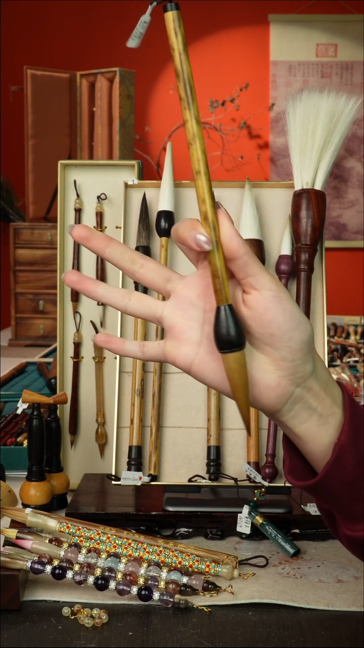 527号闪孤品高货毛笔链接 清水试笔 蘸墨不退