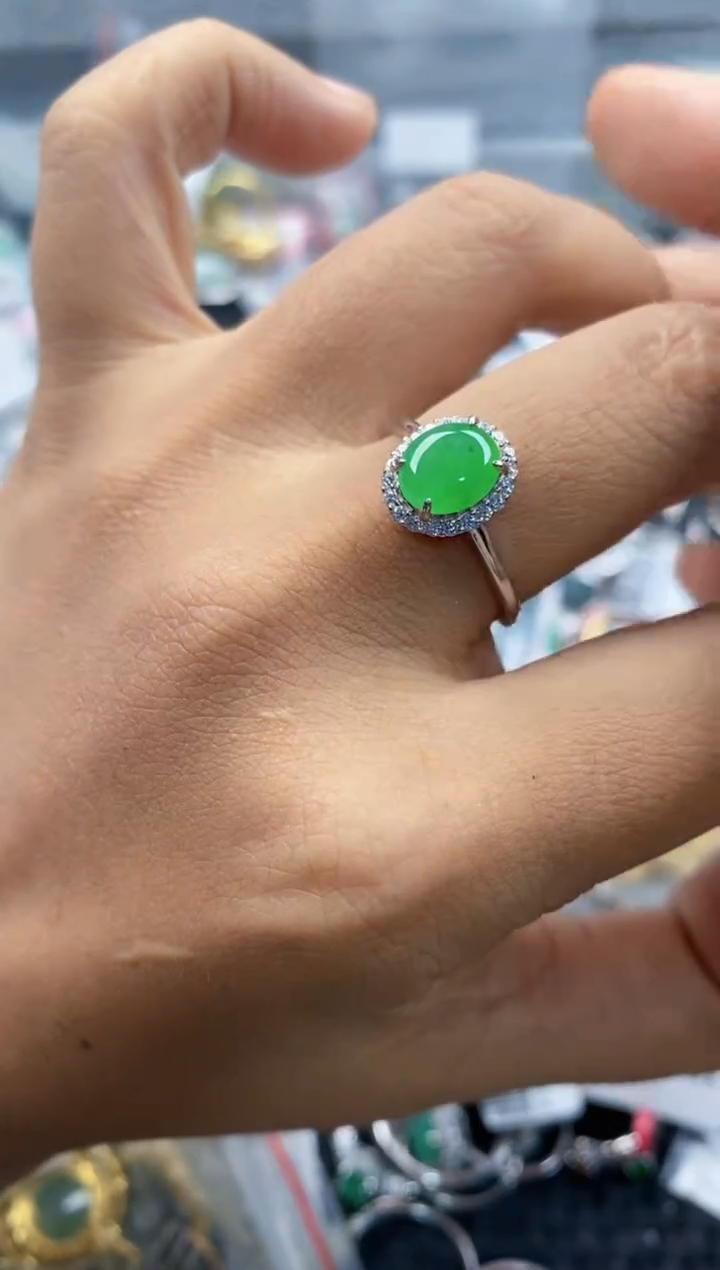银S925镶嵌戒指翡翠888      1