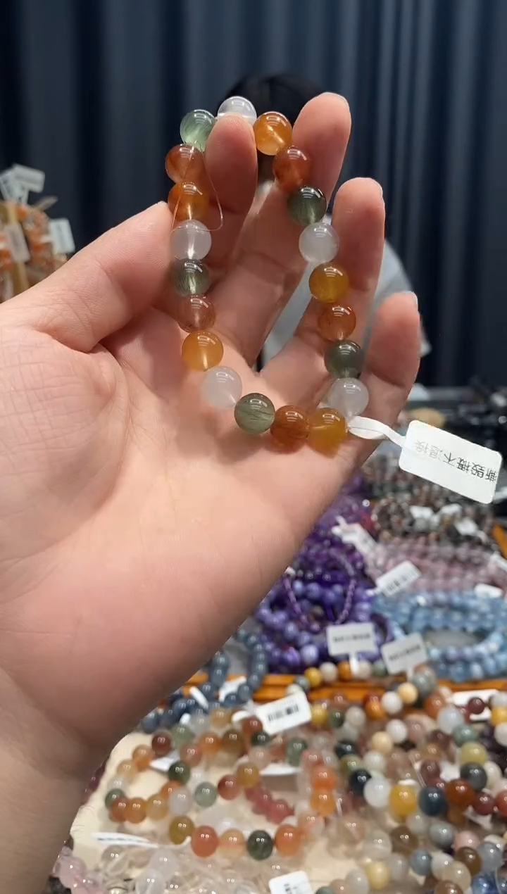 未镶嵌手链水晶彩兔毛