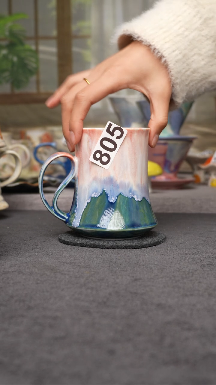 杯子陶805景德镇手工手创杯子 带冰裂纹