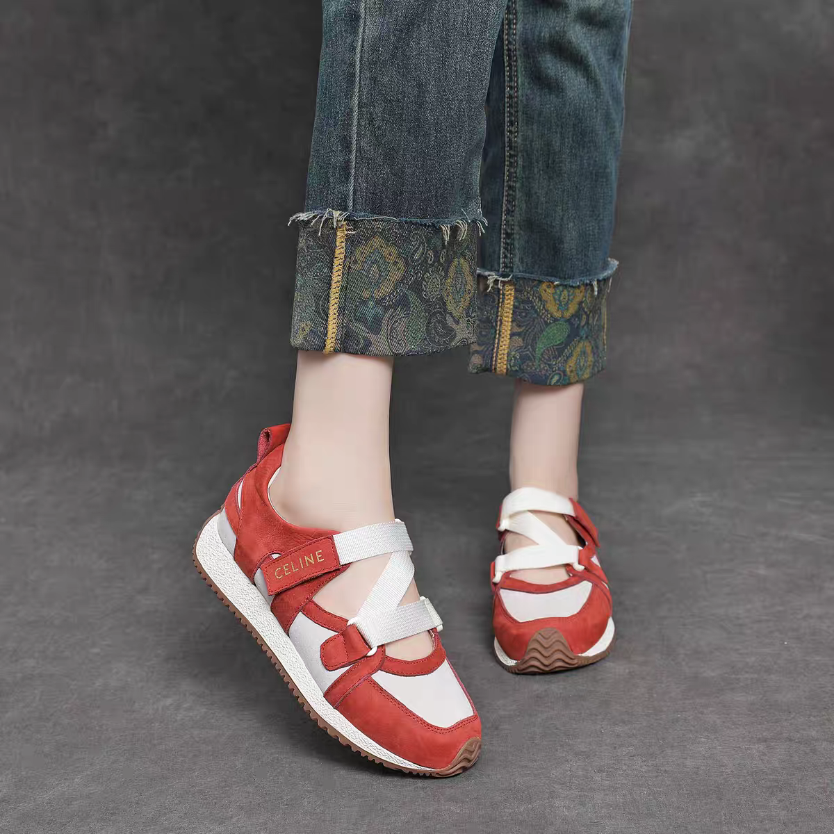 6001头层牛皮复古阿甘女鞋