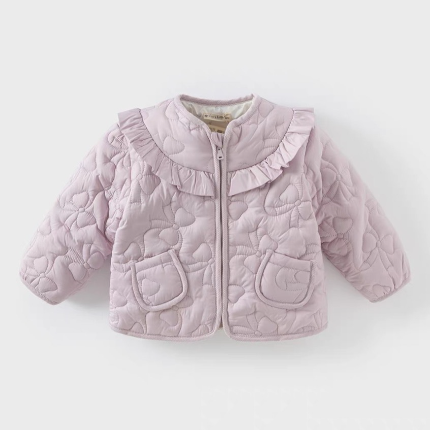 秋冬百搭风公主女棉袄绣蝴蝶结双口袋棉服宝宝洋气棉服SJ-N-D007