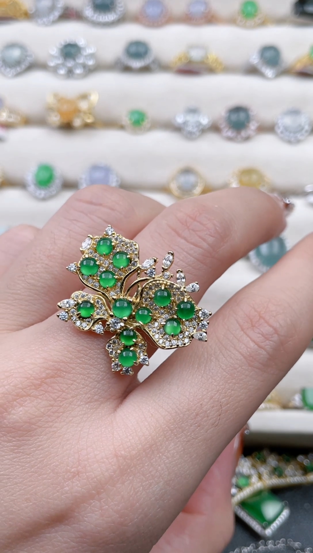 银S925镶嵌戒指翡翠1