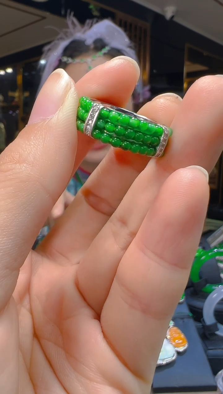 银S925镶嵌戒指翡翠083(多样性发货发其一)