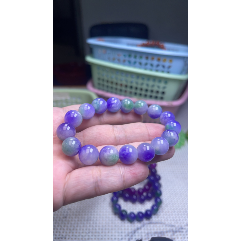 B 742 12 奶盖紫阳绿手串