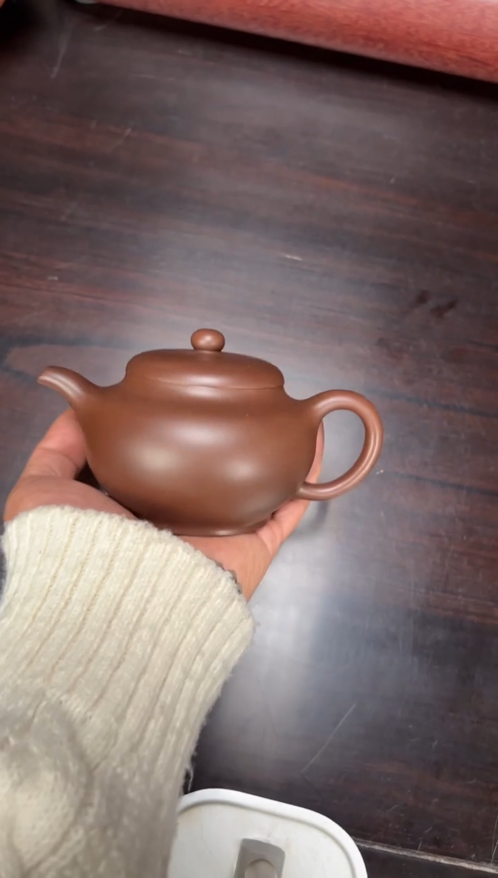 茶壶紫砂原矿老紫泥全手工柿圆240毫升
