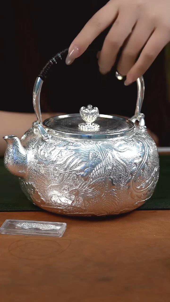 新品手工龙凤提梁银壶