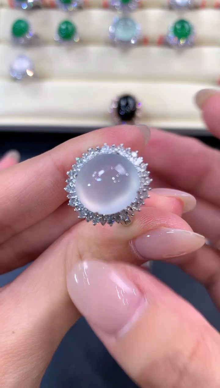 翡翠戒指18K金镶嵌a217       