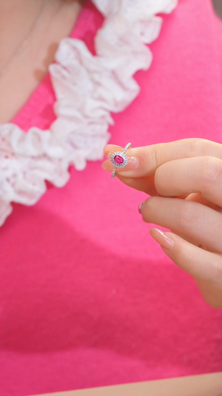 【闪购商品】红宝石戒指18K金镶嵌（0.52ct）无烧@@U8306