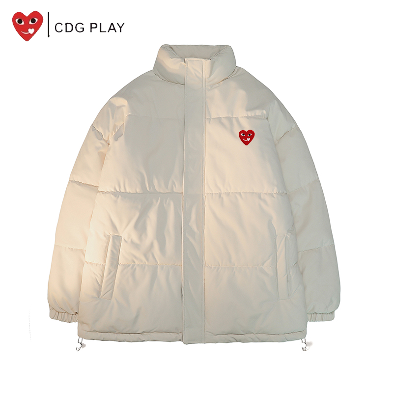 CDG PLAY门襟面包棉服男2025冬季新款百搭潮流情侣外套女宽松保暖