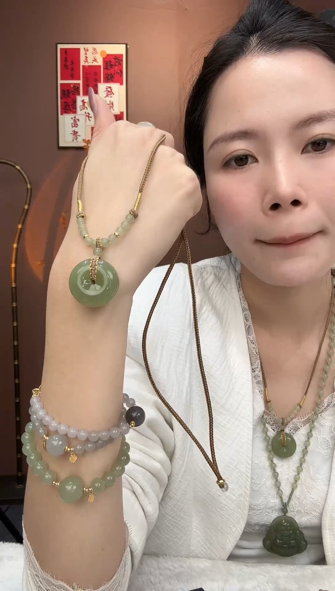 吊坠(赠链)未镶嵌和田玉卡25mm厚装平安扣多样性发一件