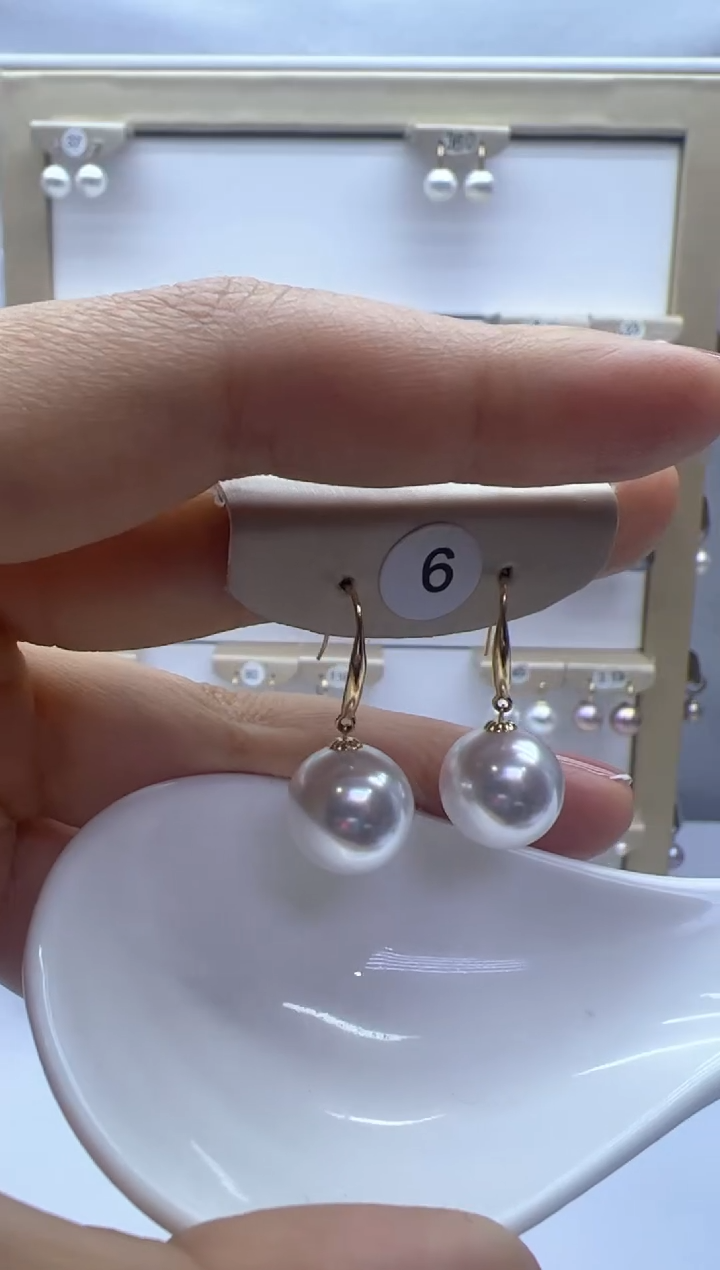 【闪购商品】淡水珍珠耳饰18K金镶嵌6