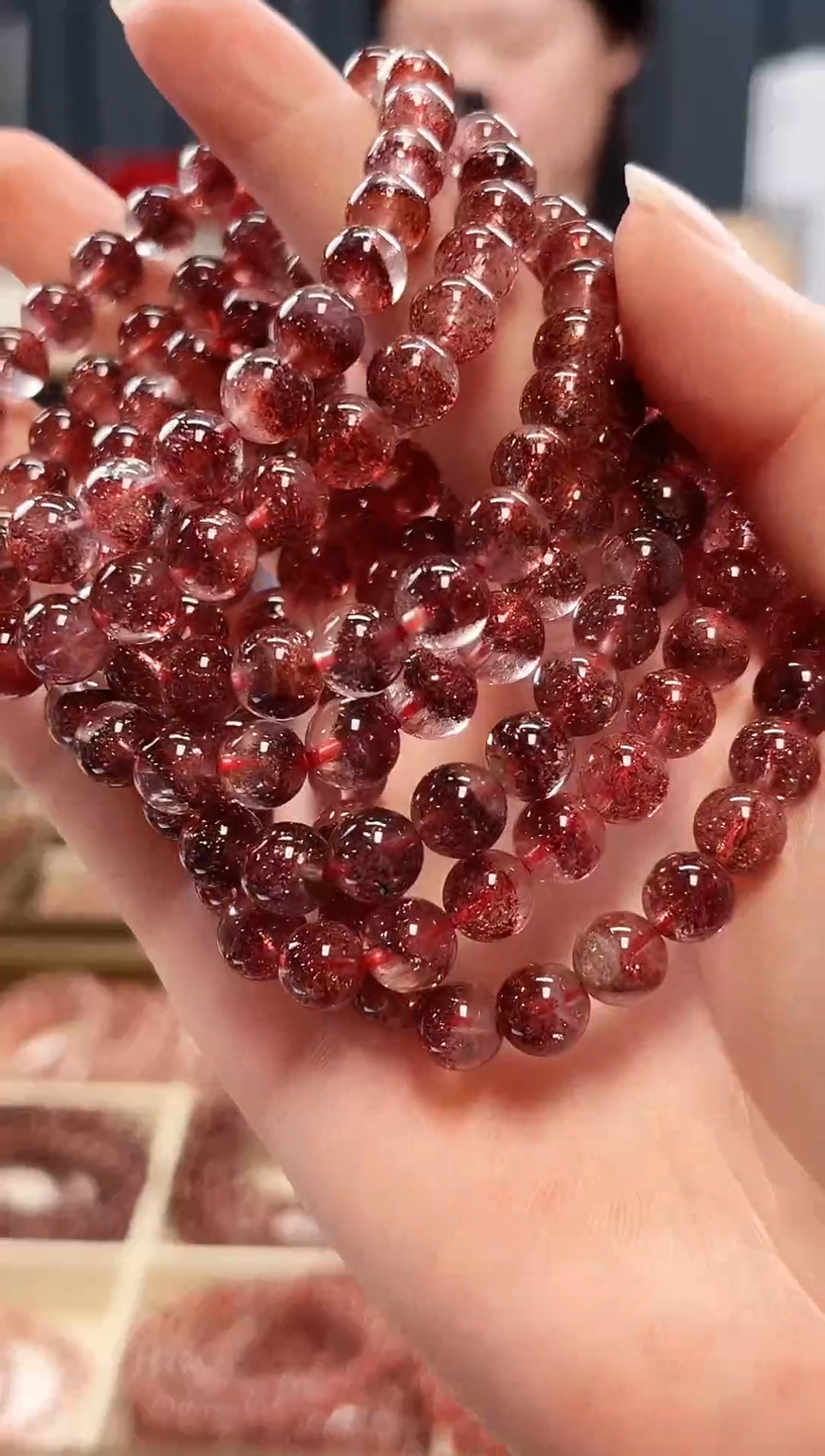未镶嵌手串水晶金草莓超七单圈手串7mm【多样性发一】