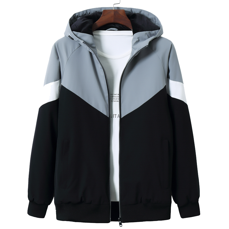 8882男士加肥加大运动连帽加绒秋冬休闲夹克棉衣