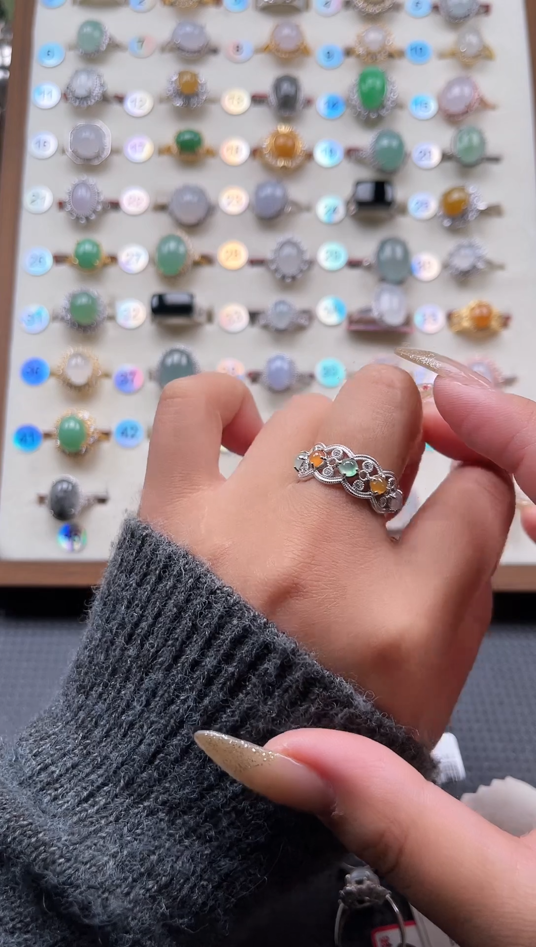 【闪购商品】翡翠戒指银S925镶嵌天然A货翡翠戒指