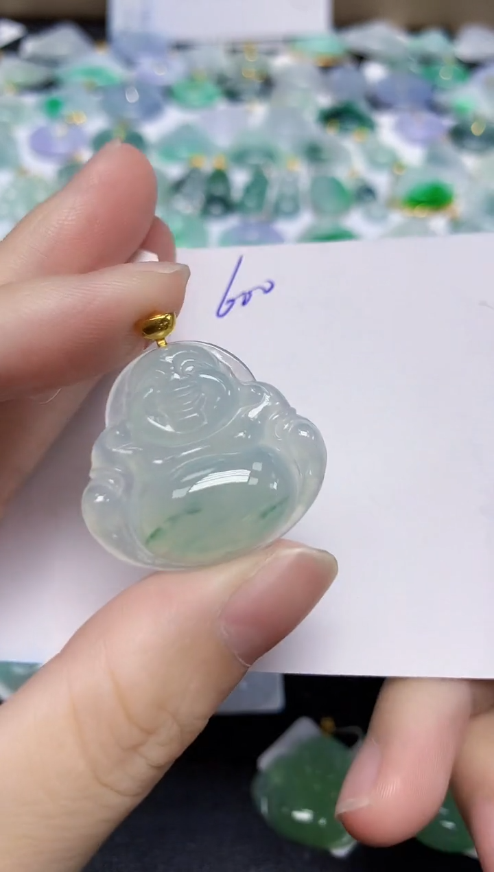 颈饰18K金镶嵌翡翠天然缅甸翡翠A货翡翠百元以上9元证书费自理