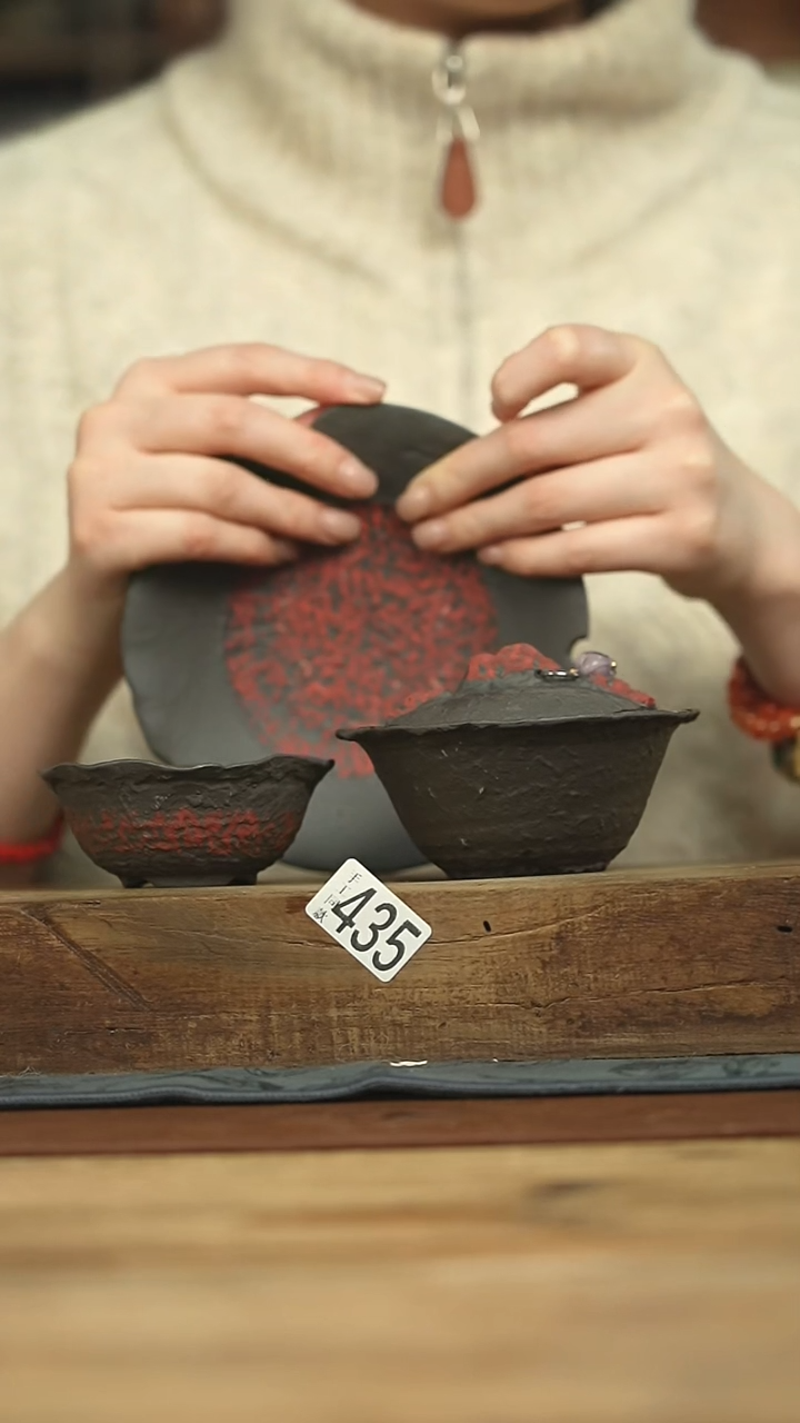 开播福利！！不顾一切落单！！粗陶火焰山盖碗+壶承+杯