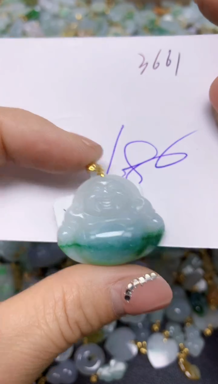 【闪购商品】翡翠挂件18K金镶嵌 天然翡翠A货1