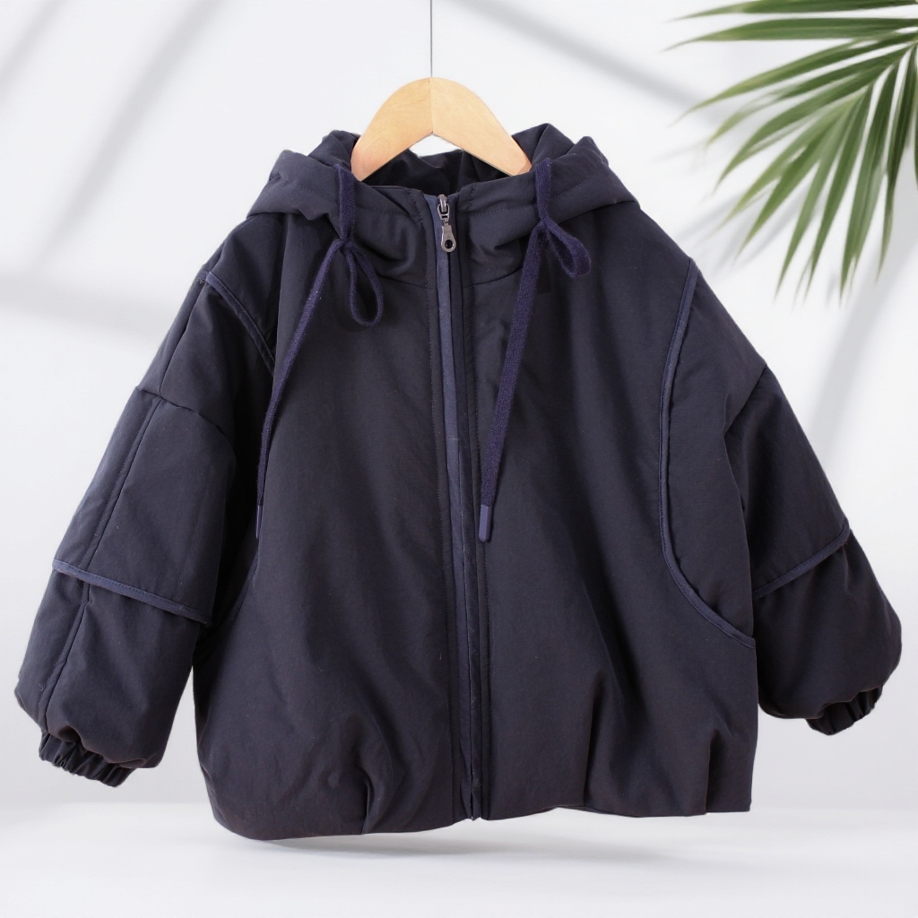 儿童秋冬加厚外套2025新款儿童韩系夹棉棉服连帽男女童上衣