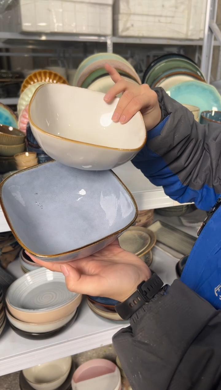 陶瓷外贸尾货瑕疵满20包邮X2 方碗组合