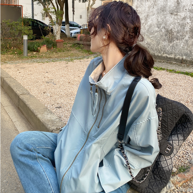 2025秋季新款女短外套纯色chic风立领小个子夹克时尚上衣097
