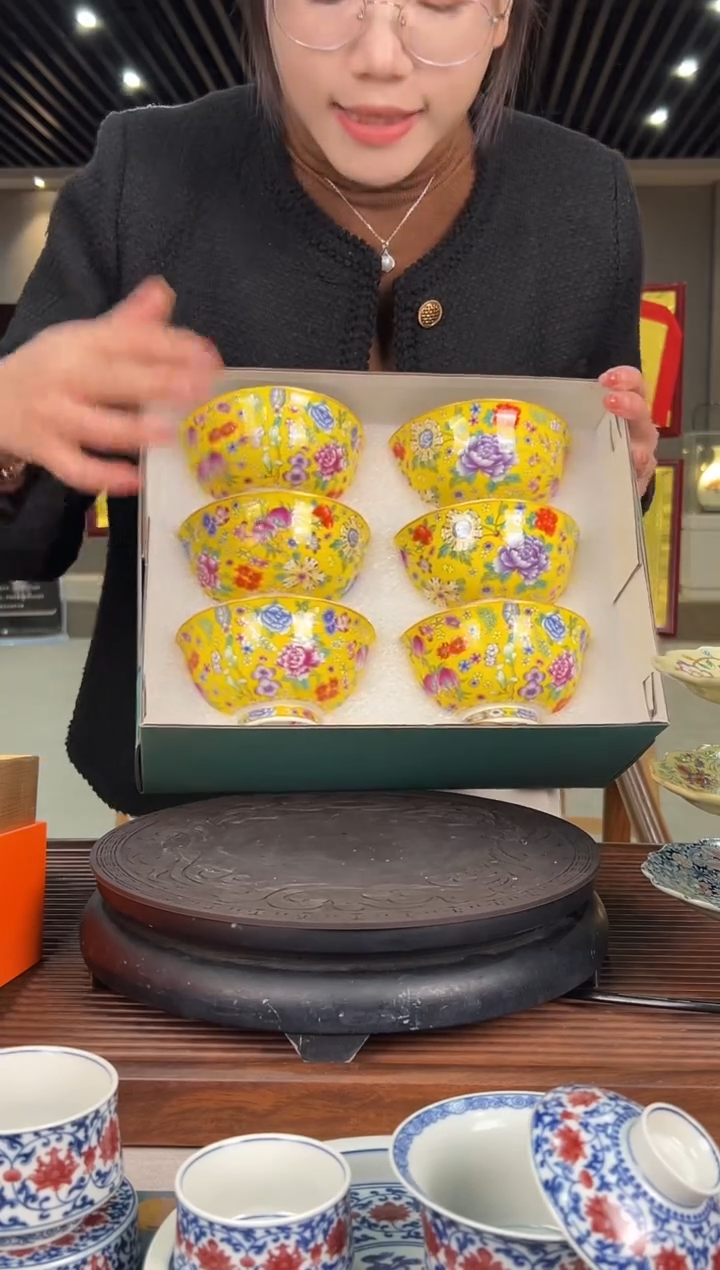 【闪购商品】摆件b00643/珐琅彩万花饭碗//