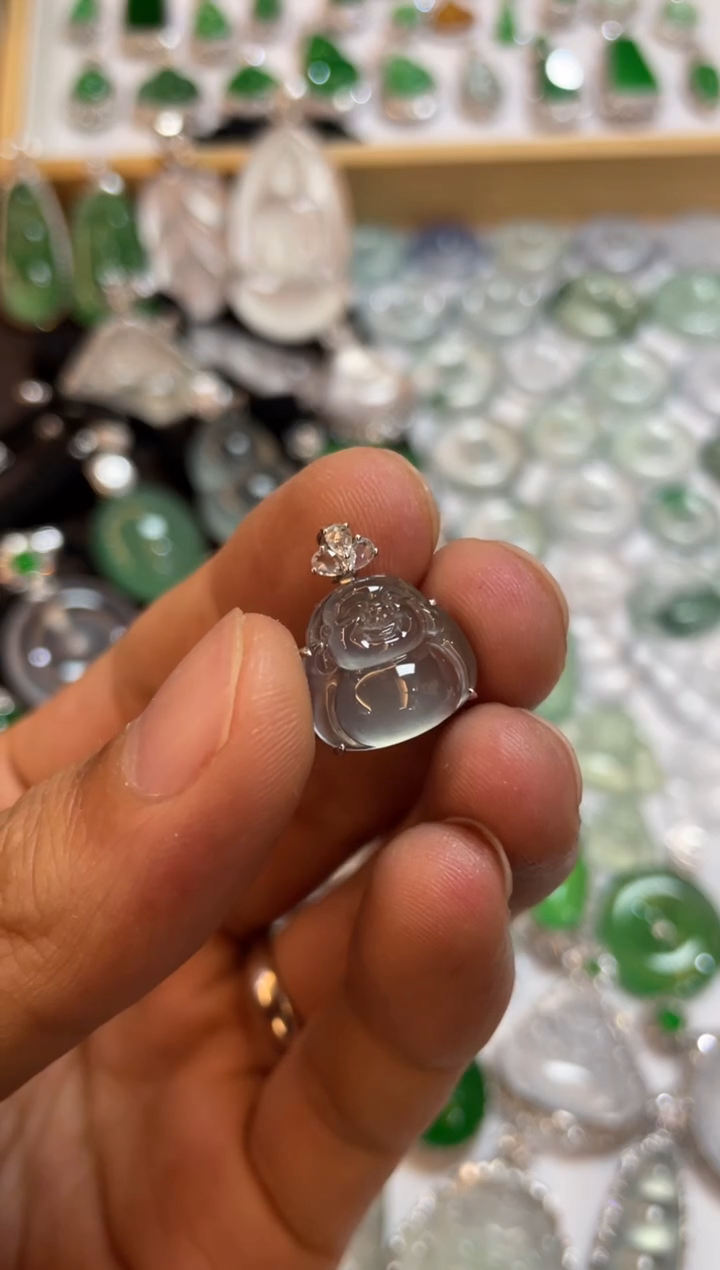 【闪购商品】翡翠吊坠(不含链)18K金镶嵌佛公