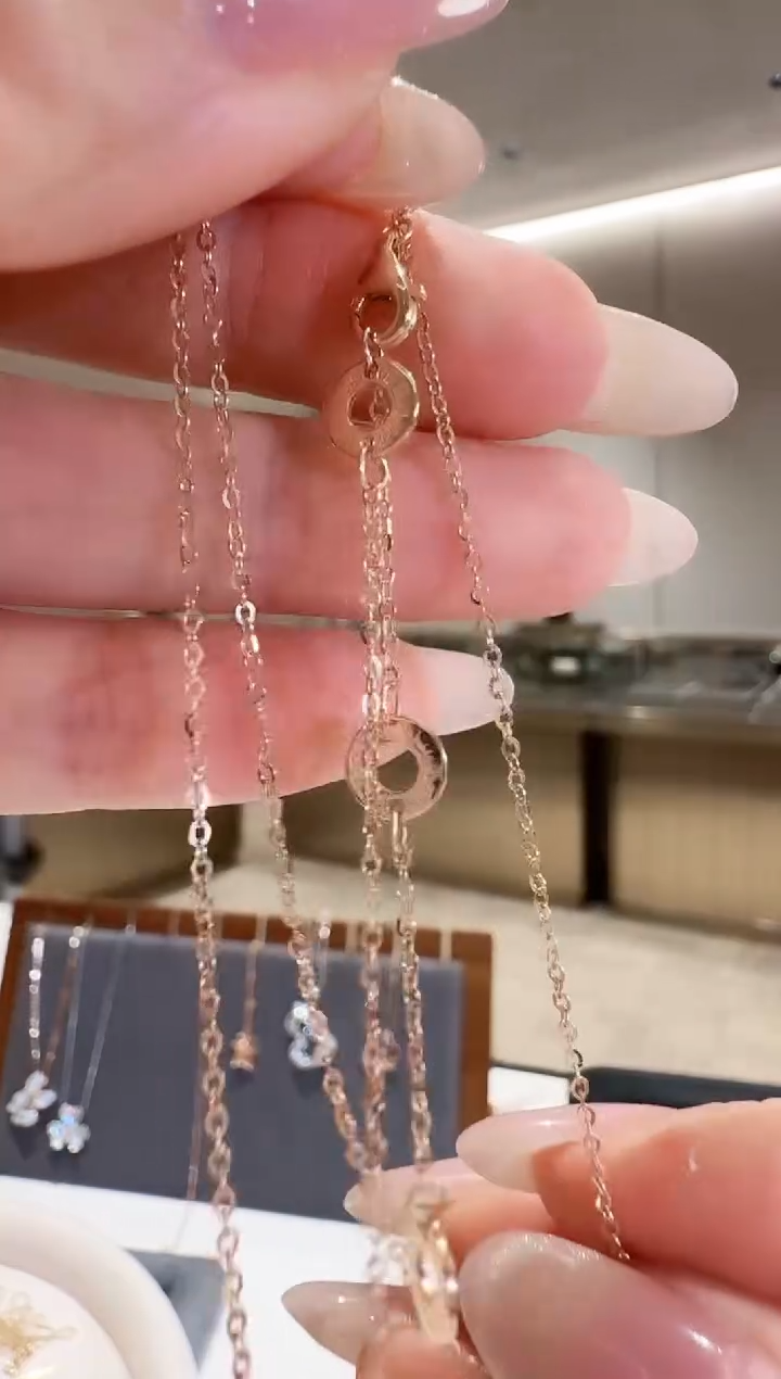 18K金项链三饼链项链素链