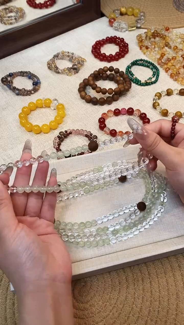 合金手链水晶《夏令营》葡萄白水晶沉香设计手串7-8mm多样性发一