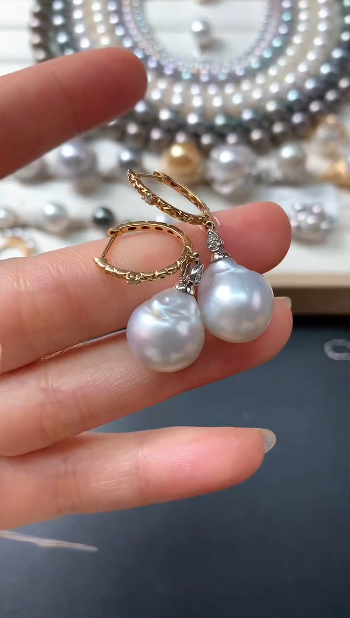 【闪购商品】海水珍珠耳饰18K金镶嵌S437|4980