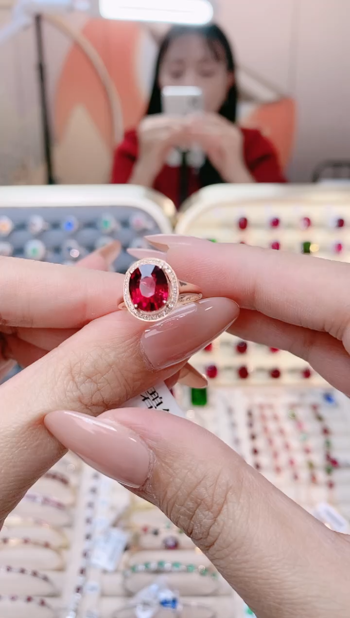 【闪购商品】碧玺18K金戒指18K金镶嵌1