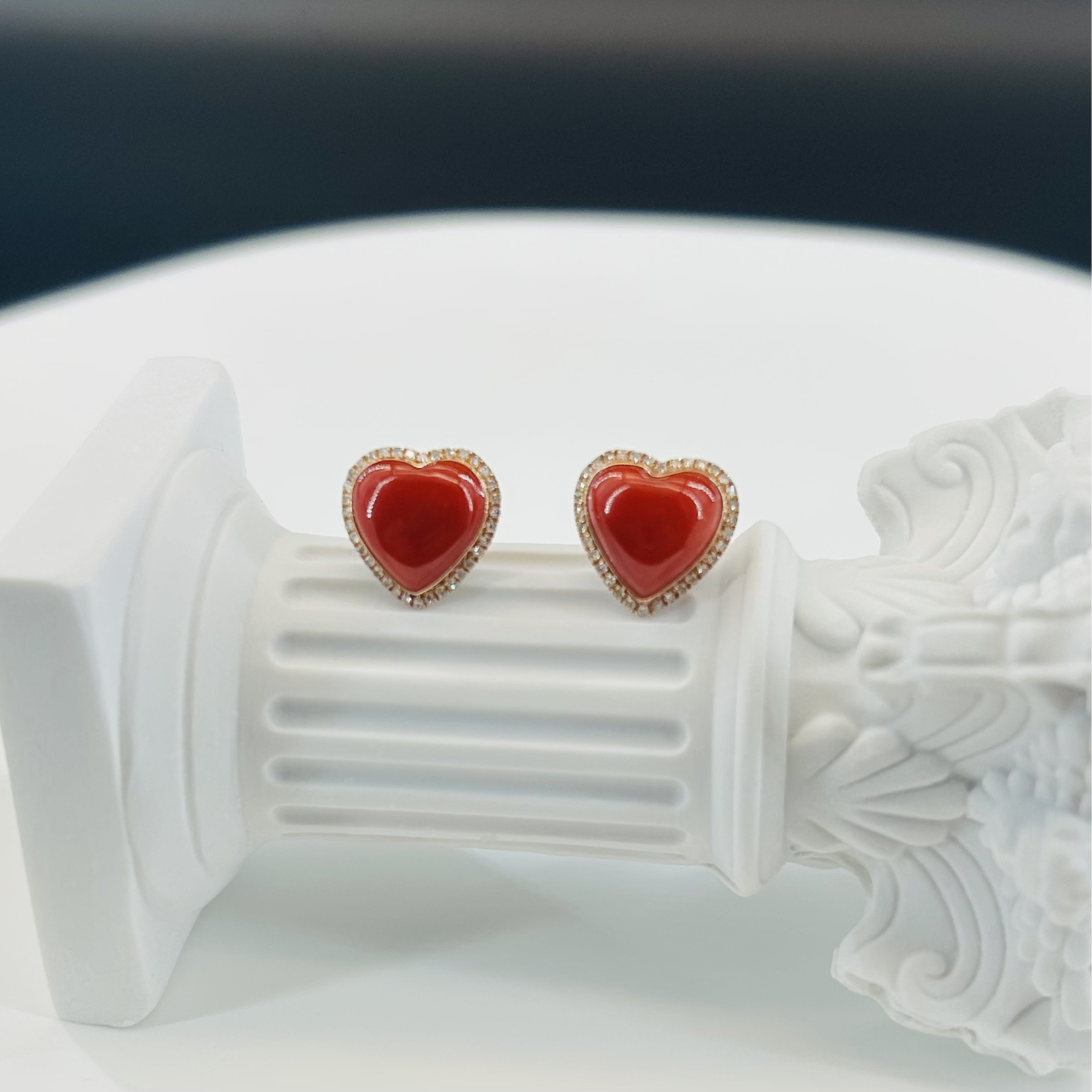 【央广】阿卡珊瑚耳饰 珊瑚约7*7mm+ XQ0070  多样性发货