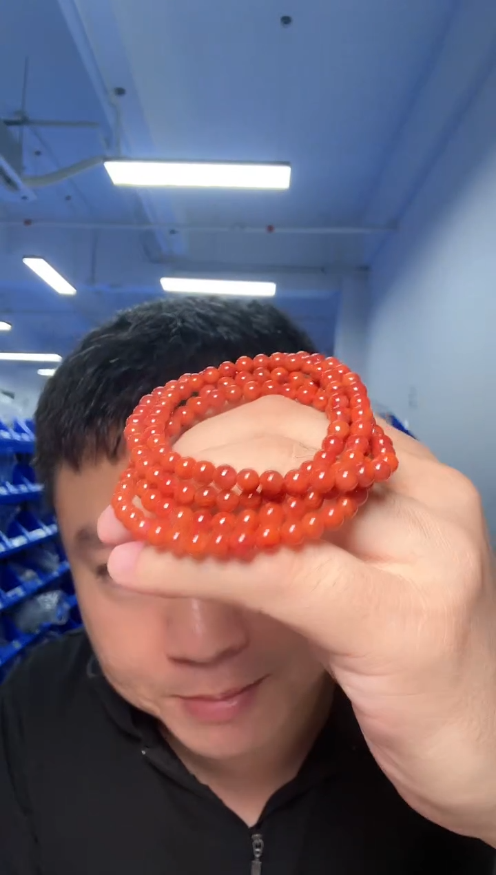 手串未镶嵌南红玛瑙约5-5.5mm南红玛瑙圆珠多圈手串