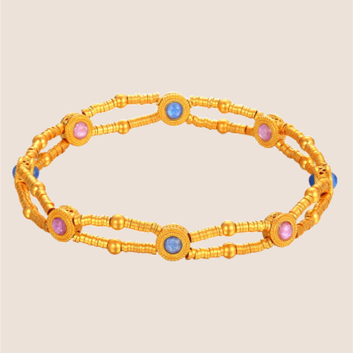 【传承】（未开价）六桂福古法黄金珐琅彩足金手链P03MFGH04267