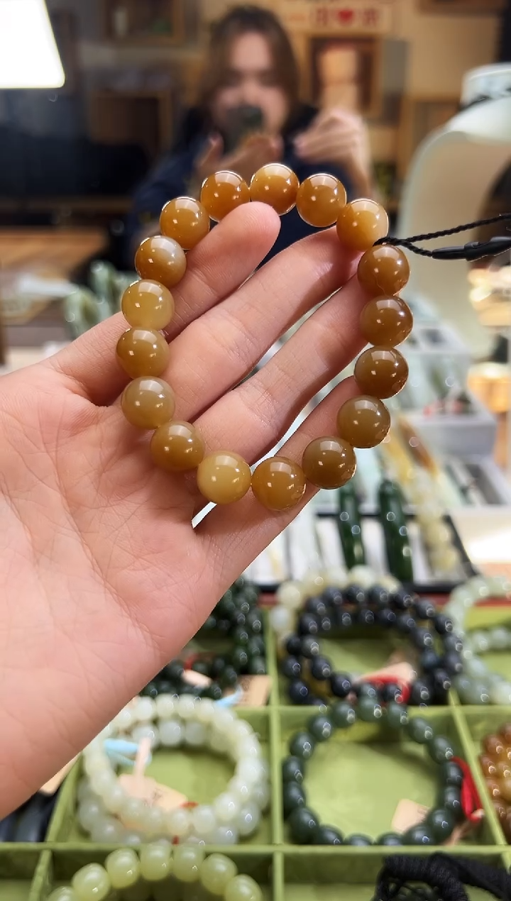 未镶嵌手串和田玉若羌料糖手串卡12