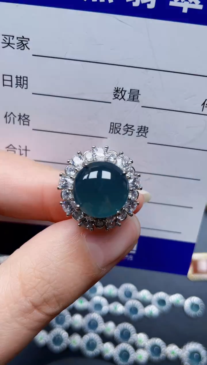 银S925镶嵌戒指翡翠123