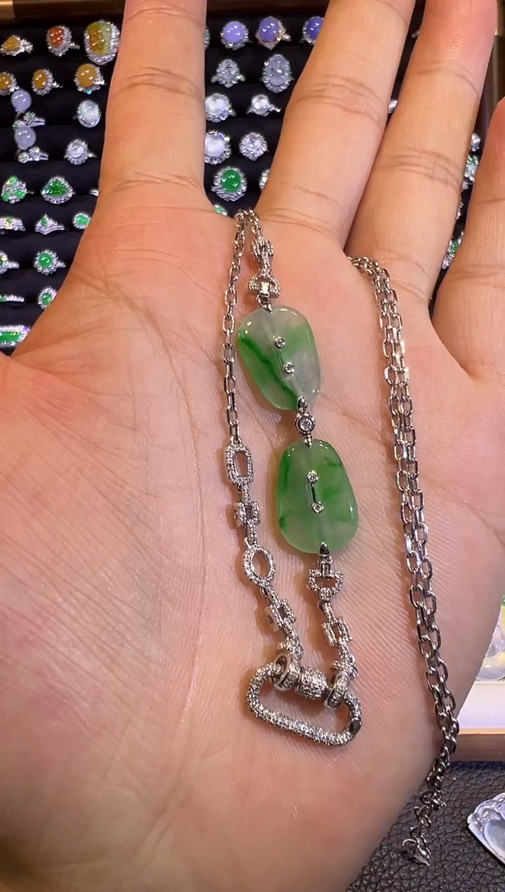 【闪购商品】翡翠颈饰18K金镶嵌精工重金版回形针万能链