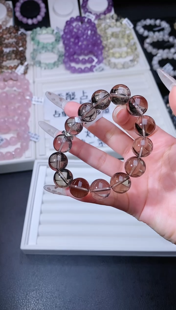 【闪购商品】水晶手链合金38.26茶晶手串 微矿坑