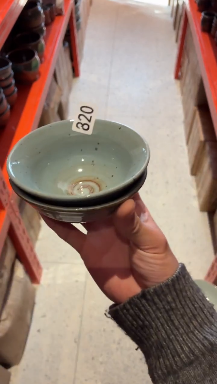 瓷片果*妈820蓝麻点饭碗2个