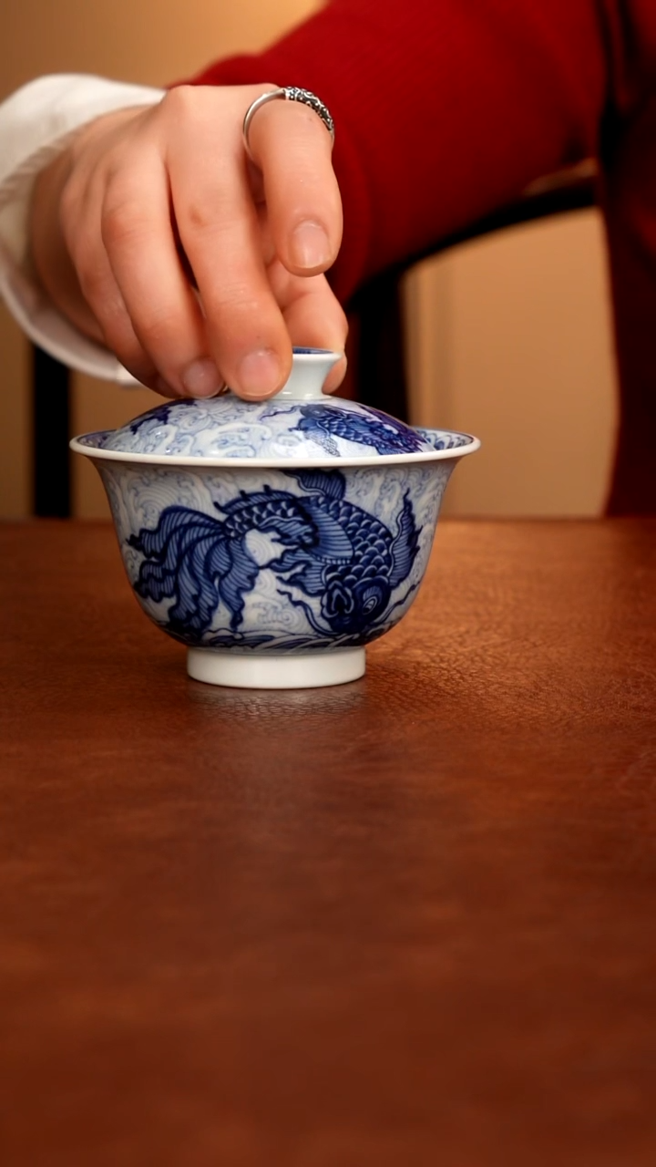 摆件陶景德镇瓷器，青花瓷手绘茶具~