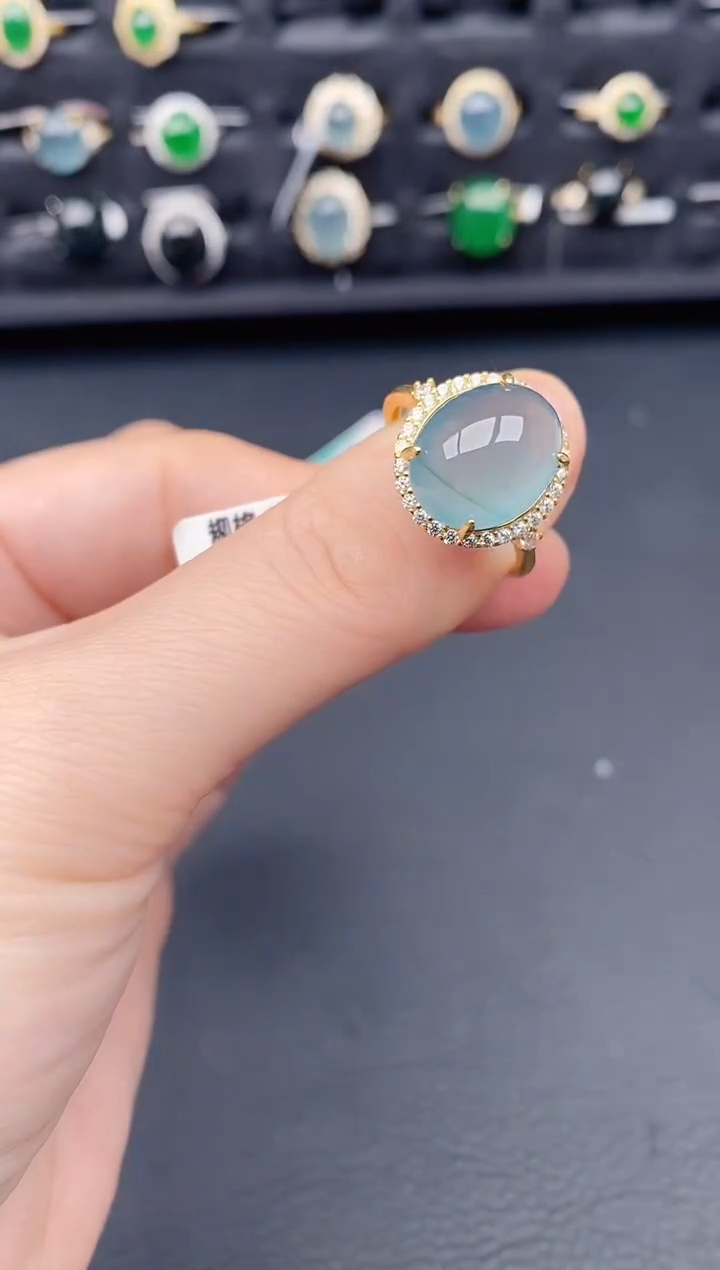 银S925镶嵌戒指翡翠天然a货翡翠204