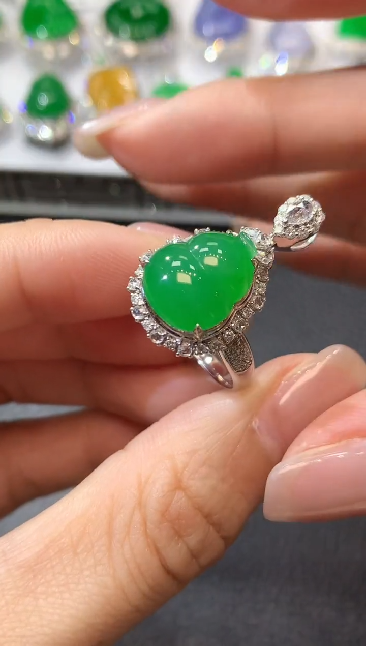 【闪购商品】翡翠戒指18K金镶嵌A75一件