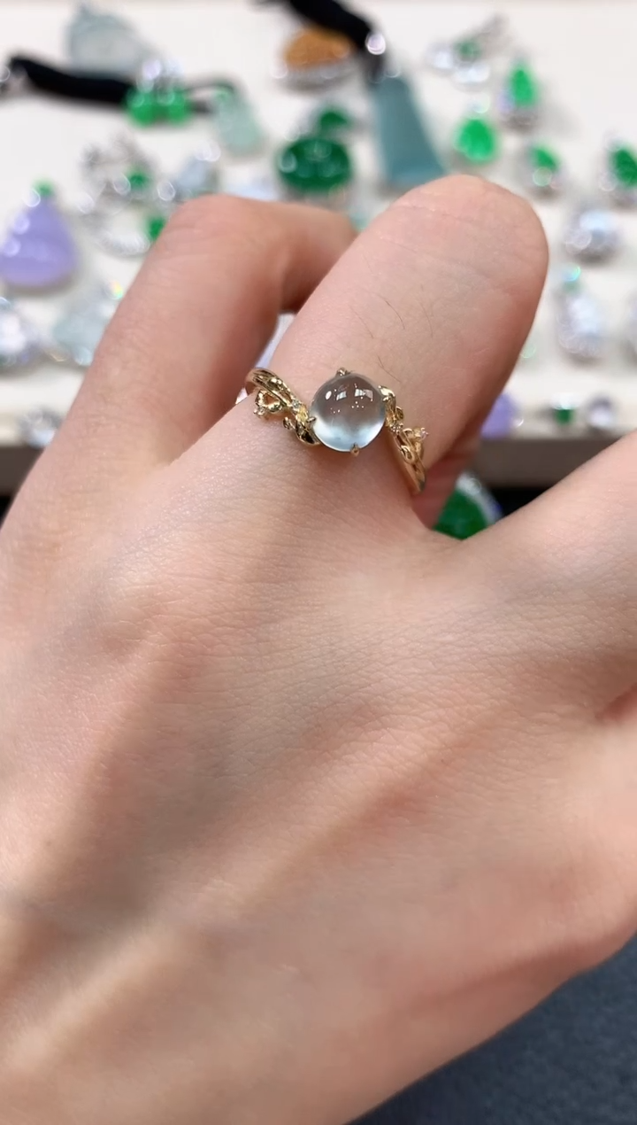 【闪购商品】翡翠戒指18K金镶嵌m6       