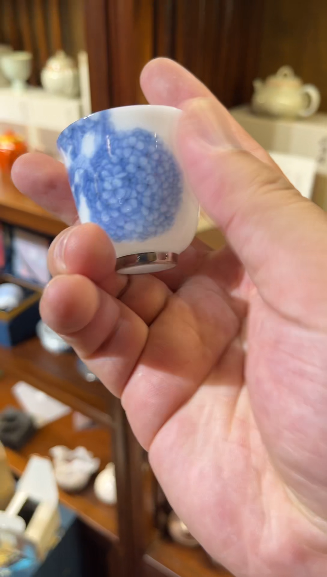 蓝绣球小杯茶具茶具