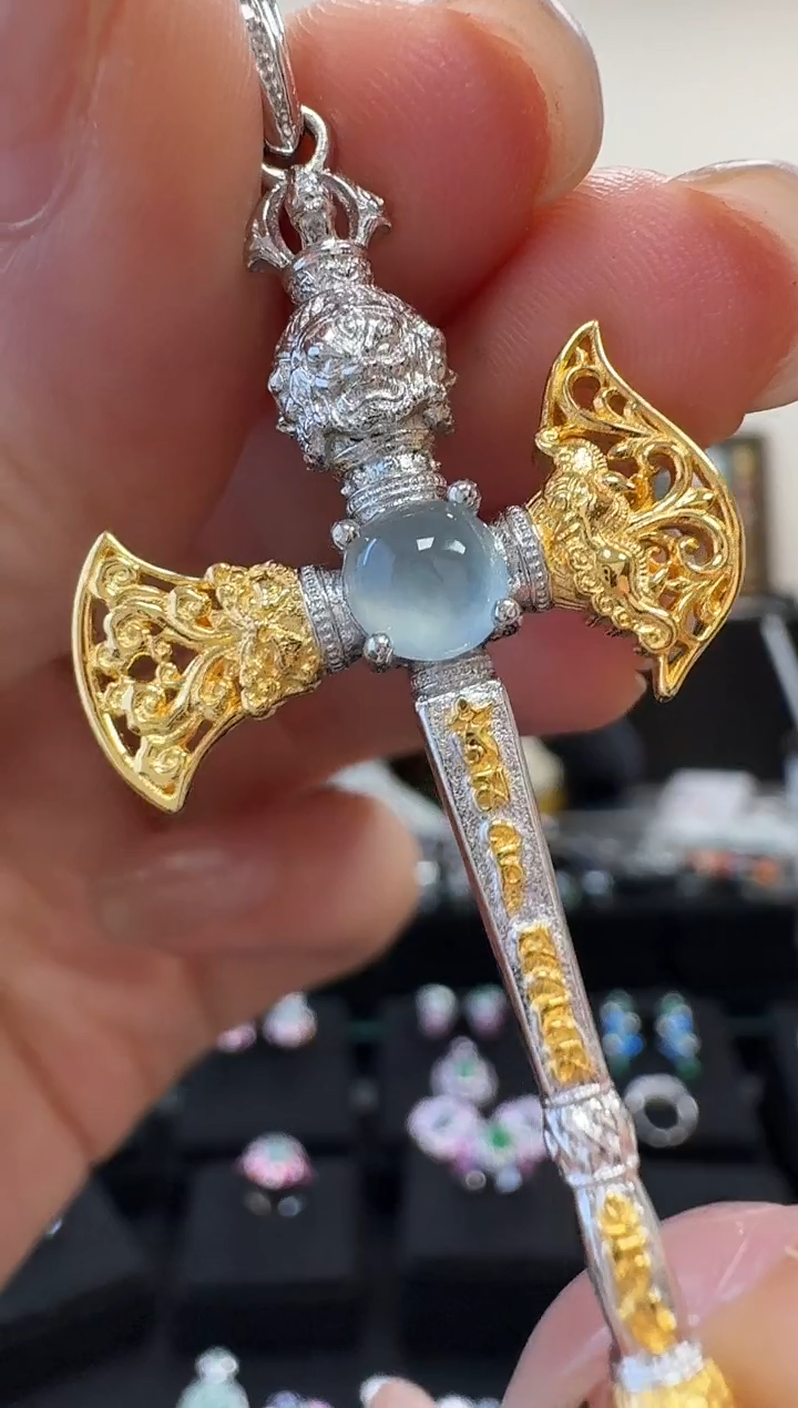 吊坠(不含链)银S925镶嵌翡翠吊坠