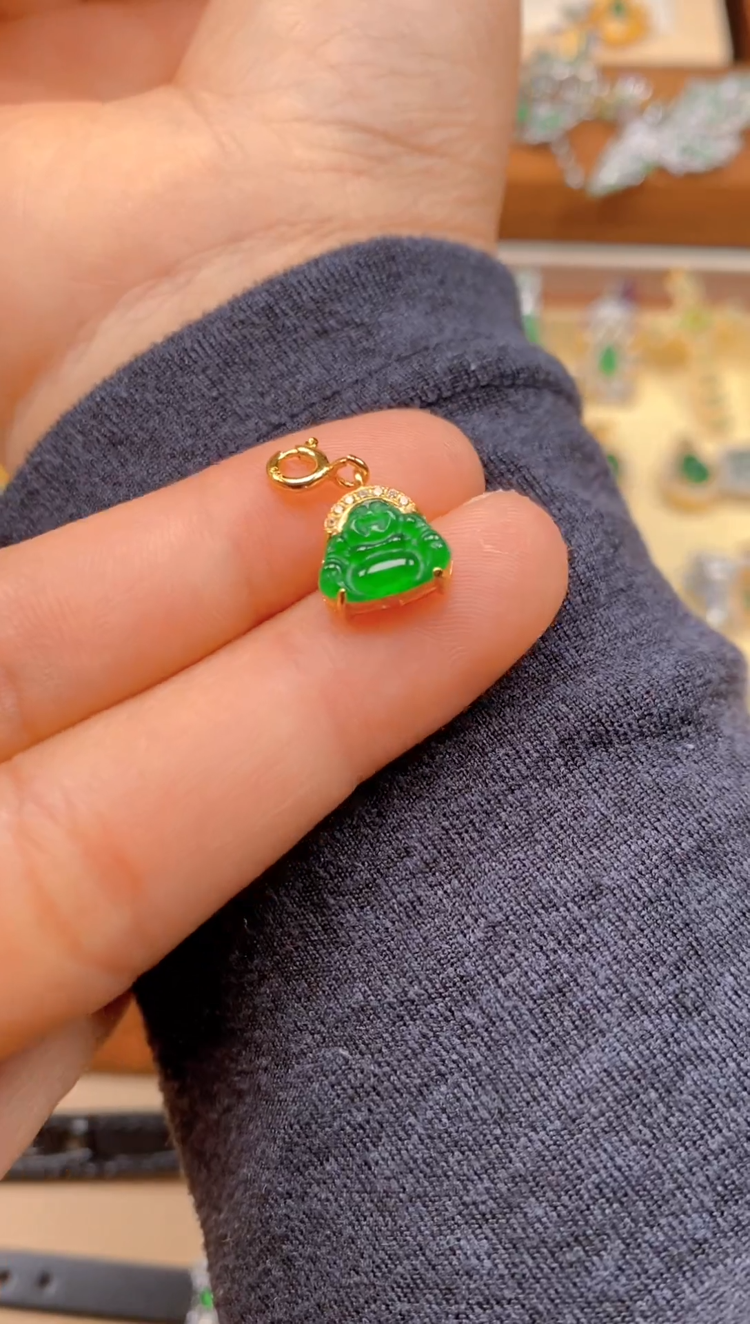 【闪购商品】翡翠吊坠(不含链)银S925镶嵌佛公