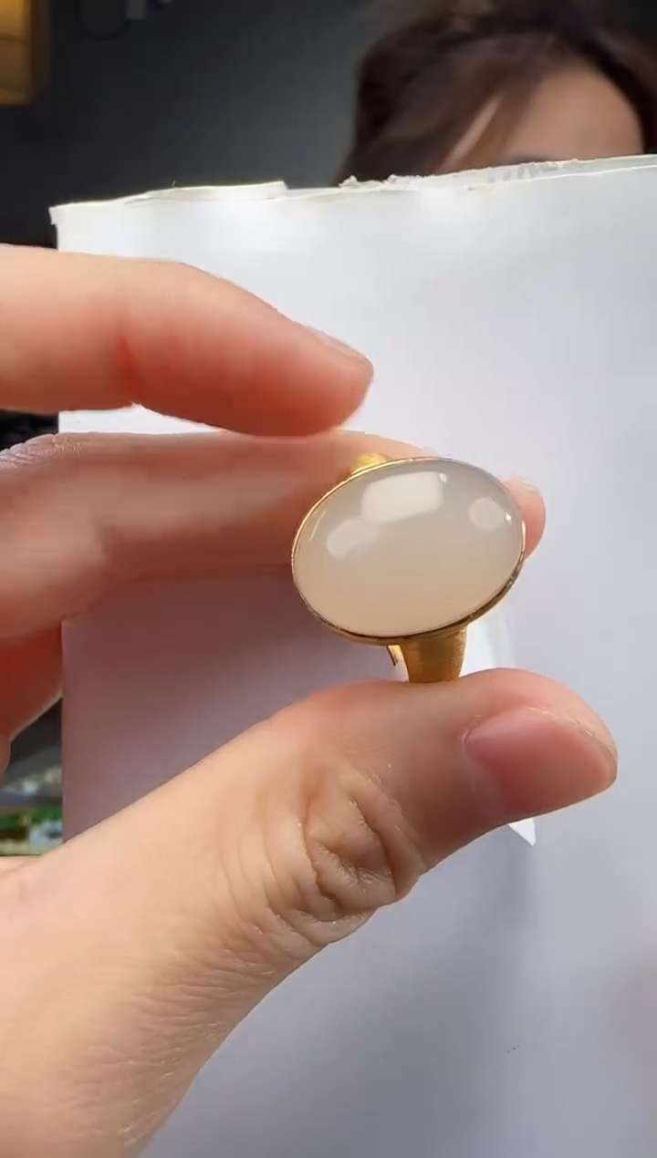 和田玉戒指银S925镶嵌1